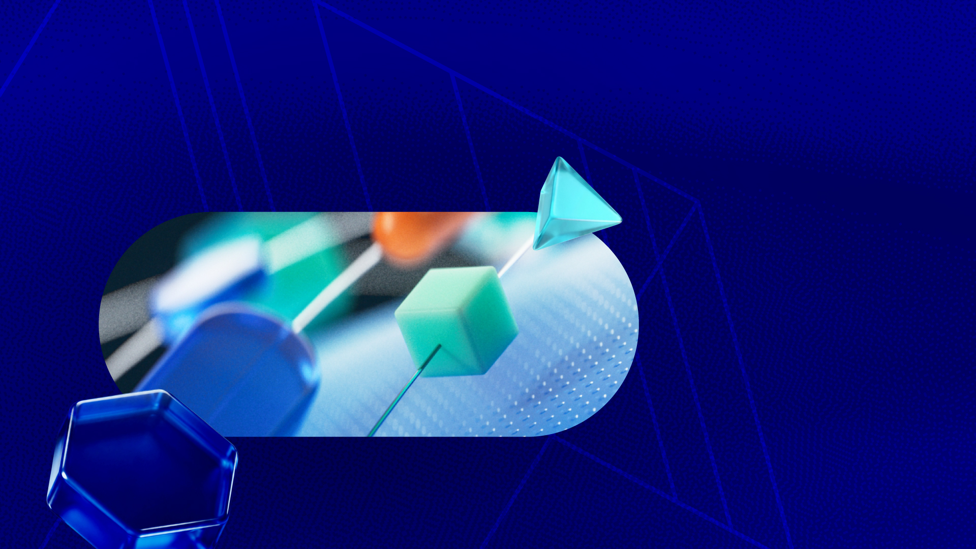 Abstract shapes against a dark blue background
