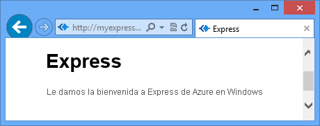 A web browser displaying Welcome to Express in Azure