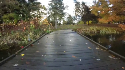 Video of a bridge in the outdoors during autumn.