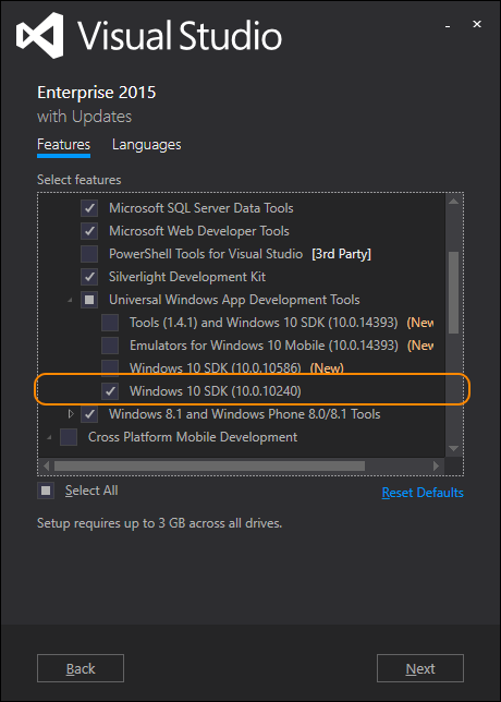 Data Lake Tools for Visual Studio의 Windows 10 SDK 로컬 실행