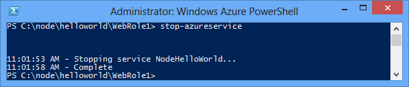 Stan polecenia Stop-AzureService