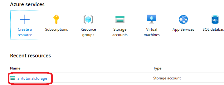 屏幕截图突出显示所选存储帐户资源。